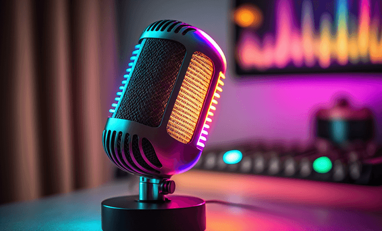 Microphone close up with colorful background