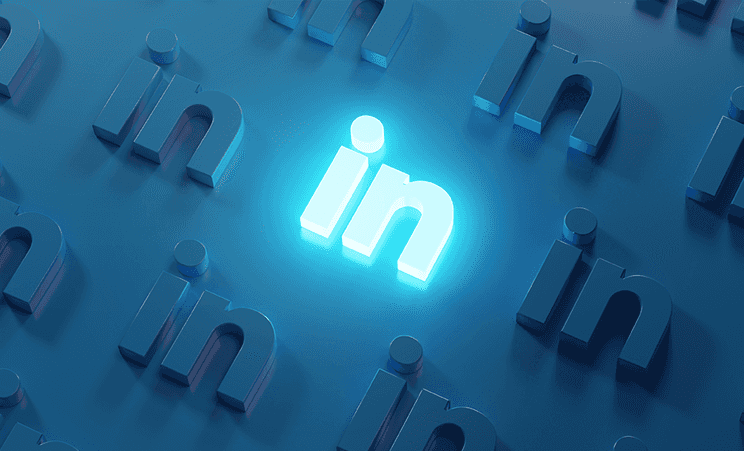 Glowing LinkedIn logo